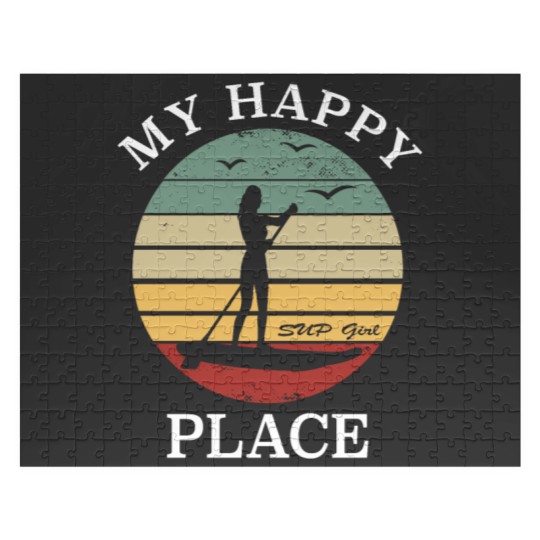 Discover Stand Up Paddle - SUP Girl - My Happy Place Sunset Jigsaw Puzzles