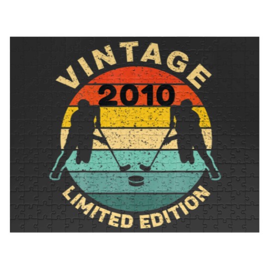 Discover Ice Hockey Vintage 2010 Bday 12Th Birthday Hockey Jigsaw Puzzles
