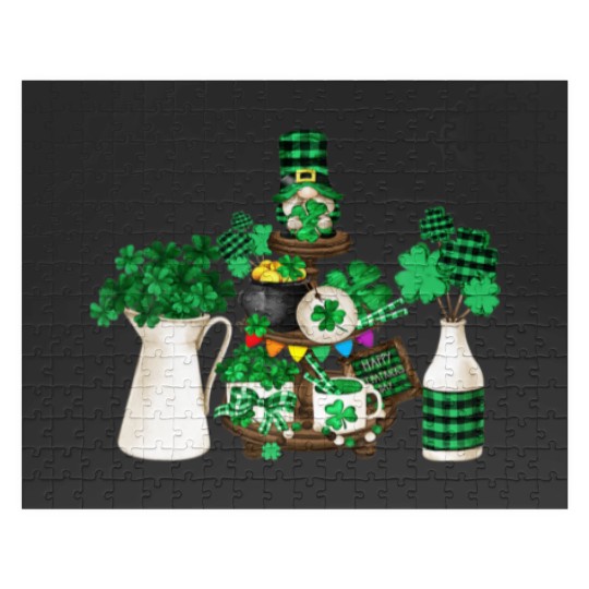 Discover Cute Green Shamrock Decor With Happy St Patricks D Jigsaw Puzzles