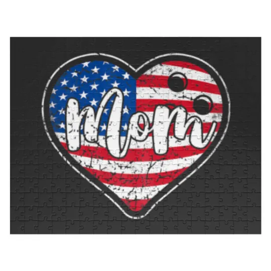 Discover Womens Distressed American Flag Heart Bowling Jigsaw Puzzles