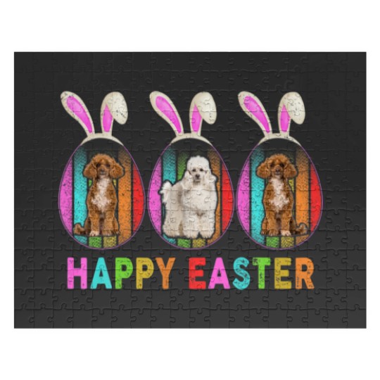 Discover Happy Easter Cute Bunny POODLE Dog Lover Jigsaw Puzzles