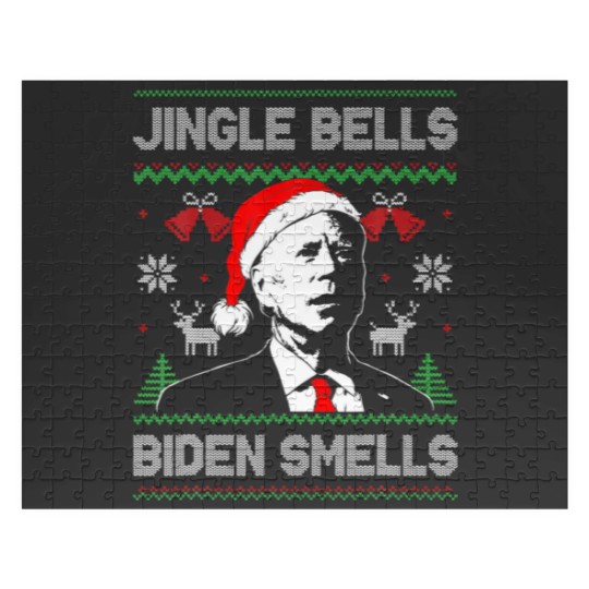 Discover Santa Biden Jingle Bells Biden Smells Ugly Christm Jigsaw Puzzles