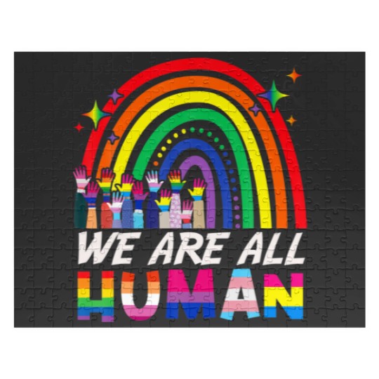 Discover We Are All Human Proud LGBT Rainbow Flag Inspirati Jigsaw Puzzles