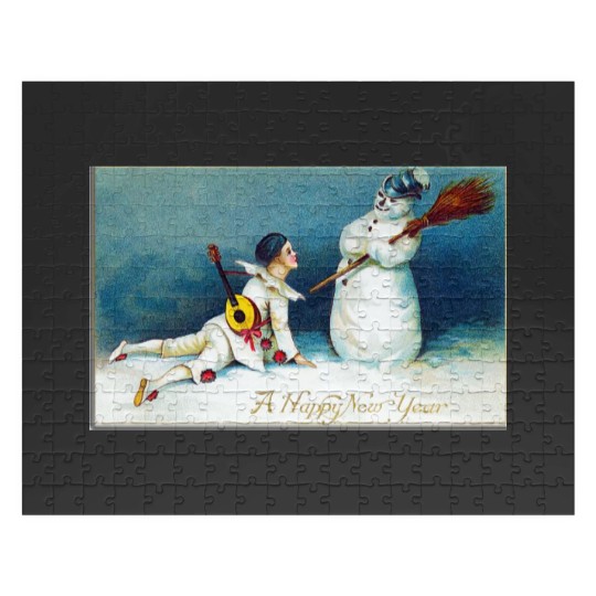 Discover Vintage New Year's Day Boy And Snow Jigsaw Puzzles