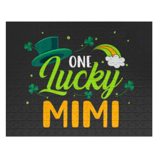 Discover Lucky Mimi Green Four Leaf Clover Patrick's Day Jigsaw Puzzles