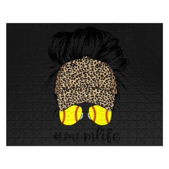 Discover Mom Life Leopard Baseball Cap Messy Bun Softball M Jigsaw Puzzles