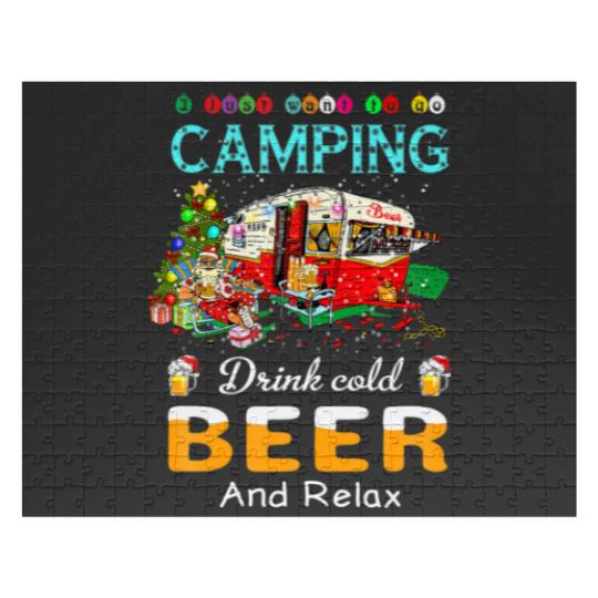 Discover I Just Want To Go Camping Drink Cold Beer Santa Ch Jigsaw Puzzles