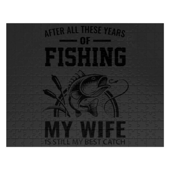 Discover Mens Funny Fishing Angler Gift Fish Fishing Rod Wi Jigsaw Puzzles