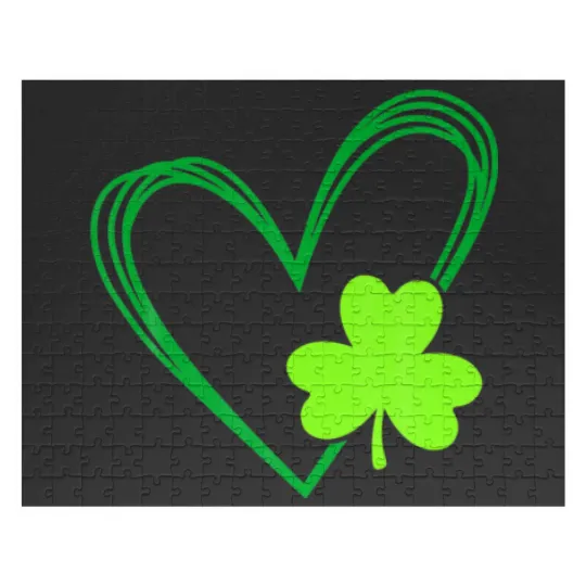 Discover Happy St Patrick's Day Irish Shamrock Heart Men Wo Jigsaw Puzzles