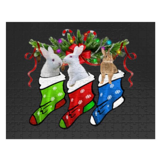 Discover Funny Three Rabbit In Sock Christmas Rabbit Gift Sleeveless Jigsaw Puzzles