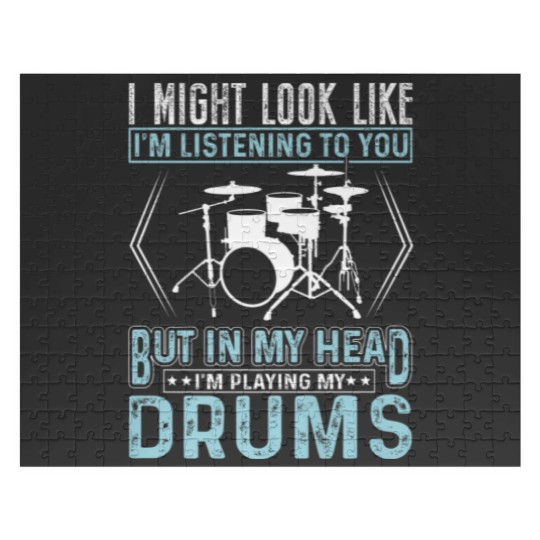 Discover In My Head I'm Playing My Drums Music Drummer Funn Jigsaw Puzzles