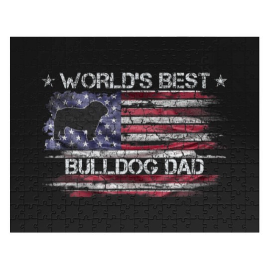 Discover Vintage USA Flag World's Best English Bulldog Jigsaw Puzzles