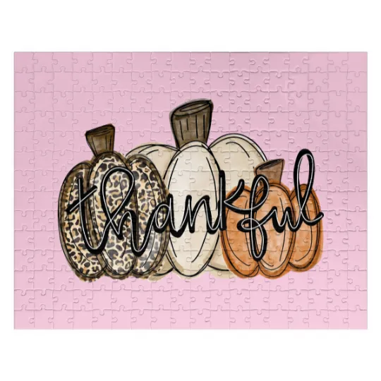 Discover Love Fall Y'All Jigsaw Puzzles, Leopard Pumpkin Print Fall Jigsaw Puzzles