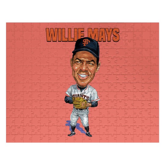 Discover Willie Mays Baseball Caricature Vintage Essential Jigsaw Puzzles