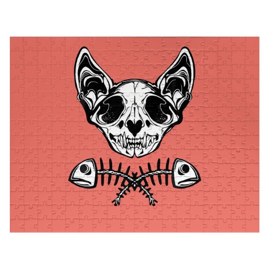 Discover Cat Skull Skeleton Halloween Costume Skull Cat Jigsaw Puzzles