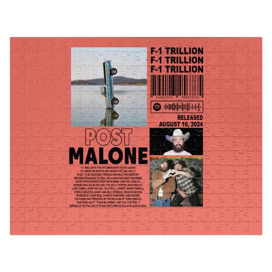 Discover Post Malone Jigsaw Puzzles, F-1 Trillion Album Vintage Jigsaw Puzzles