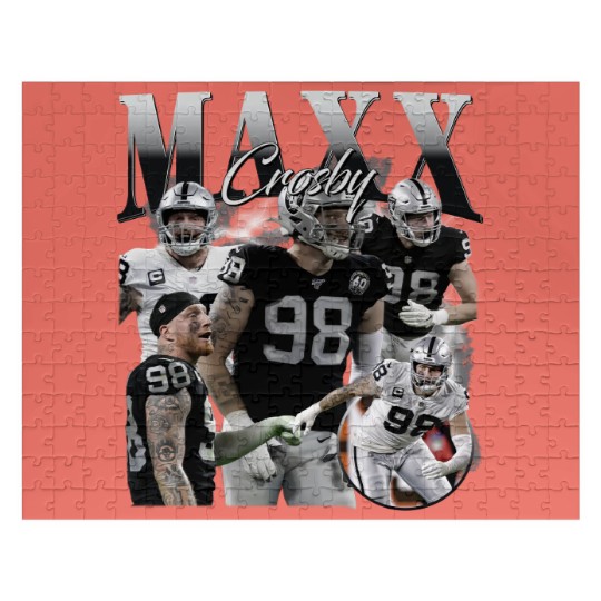 Discover Vintage 90s Graphic Style Maxx Crosby Jigsaw Puzzles - Maxx Crosby Football Jigsaw Puzzles