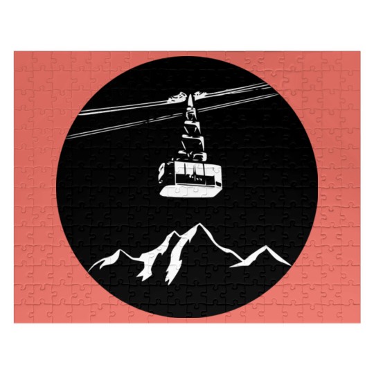 Discover Mountain with gondola white Jigsaw Puzzles