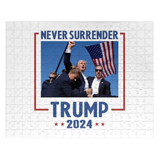 Discover Never Surrender Trump 2024 Jigsaw Puzzle - Shooting & Assassination Design