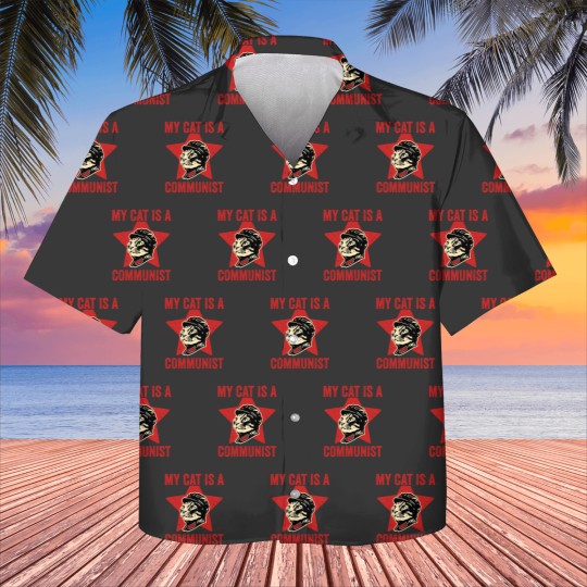 Discover My Cat Is A Communist Vintage Funny Cat Lover Sayi Kids Hawaiians