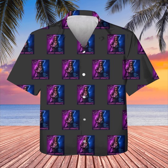 Discover Lenny Kravitz Electric Blue Light Tour 2024 Signature Unisex Kids Hawaiians All Size
