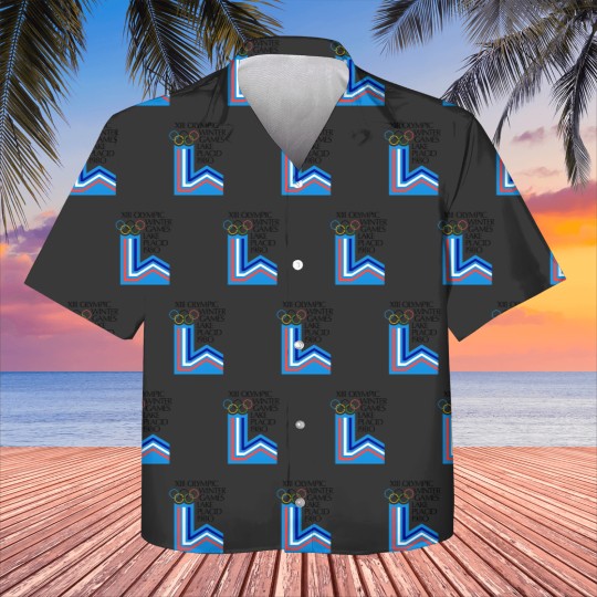 Discover Lake Placid 1980 Winter Olympics Men's Grey Kids Hawaiians Size S-5XL