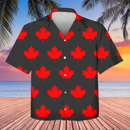 Discover Red Canada Maple Leaf Souvenir Kids Hawaiians