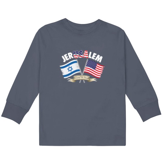 Discover jerusalem israel usa american flag Kids Long Sleeve T Shirts