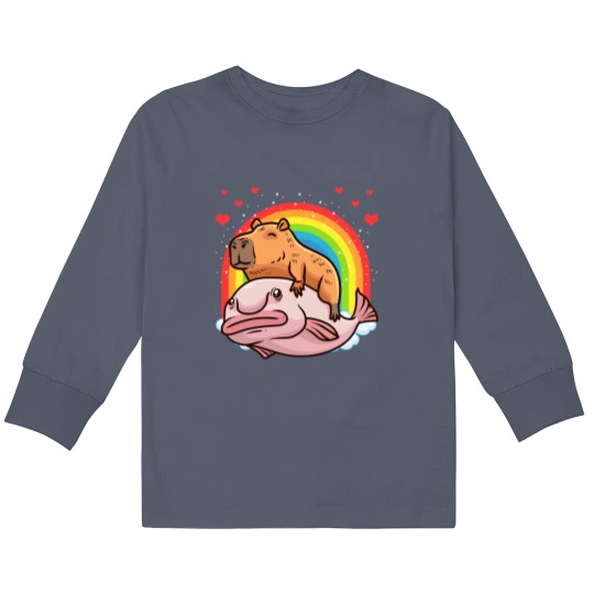 Discover Capybar a Giant Cavy Rodent With Hearts Capybar a Kids Long Sleeve T-Shirts