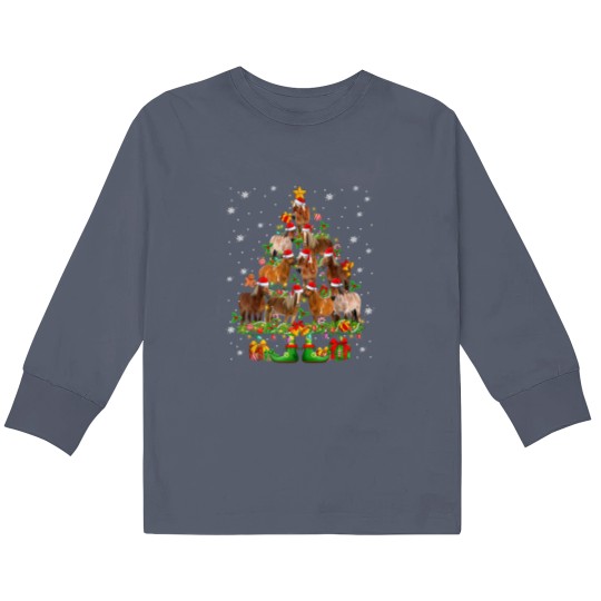 Discover Christmas Horse Tree Kids Long Sleeve Shirts