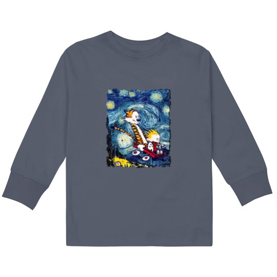 Discover Calvin And Hobbes Starry Night T-Shrit Kids Long Sleeve T Shirts