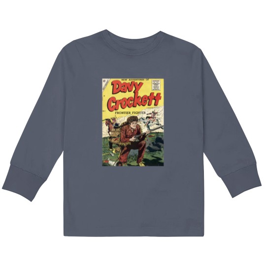 Discover Davy Crockett - Comic Book Title Page Vintage Kids Long Sleeve T-Shirts