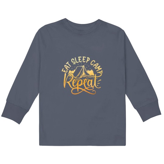 Discover eat sleep camp repeat designe for men and women Kids Long Sleeve T-Shirts