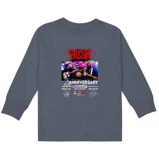 Discover 55 Years RUSH Band 1968-2023 Signatures Kids Long Sleeve T Shirts