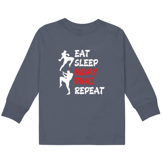 Discover Muay Thai Eat Sleep Repeat Thai Boxing Kickboxing Kids Long Sleeve T Shirts