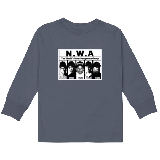 Discover NWA Kids Long Sleeve T Shirts - NWA Apparel - 90s Hiphop Tupac Rap Hip Hop Legend Kids Long Sleeve T Shirts