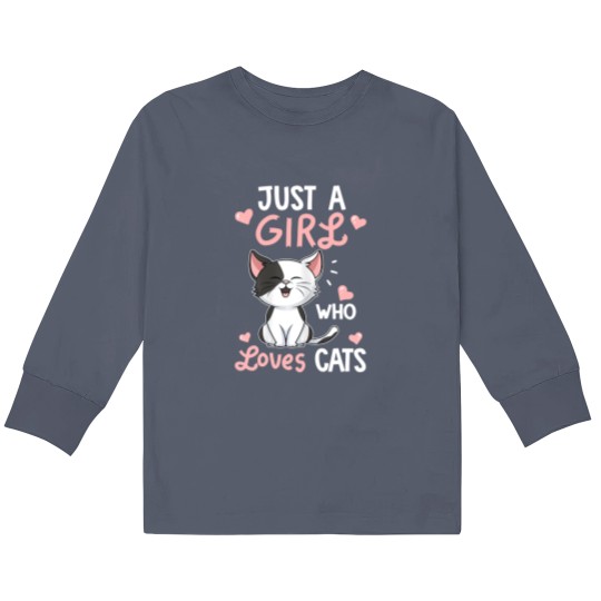 Discover Just A Girl Who Loves Cats Cute Cat Lover Gifts Kids Long Sleeve T Shirts