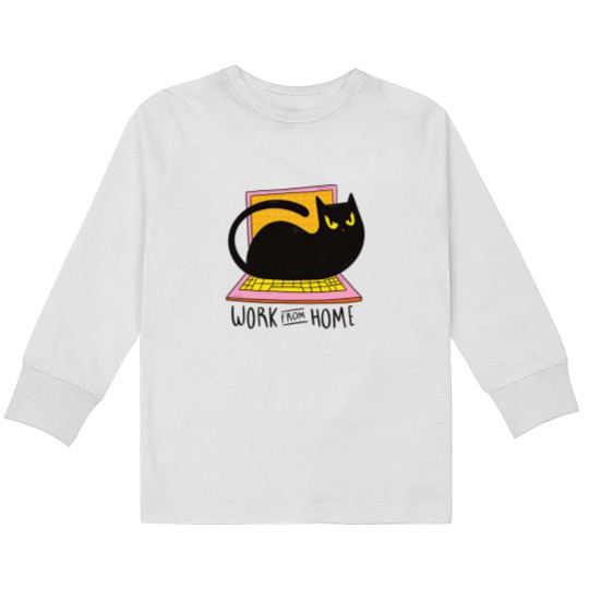 Discover Work From Home And Love Your Cat - Work From Home Cat - Kids Long Sleeve T Shirts
