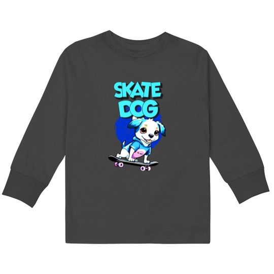 Discover Skate Dog Kids Long Sleeve T-Shirts