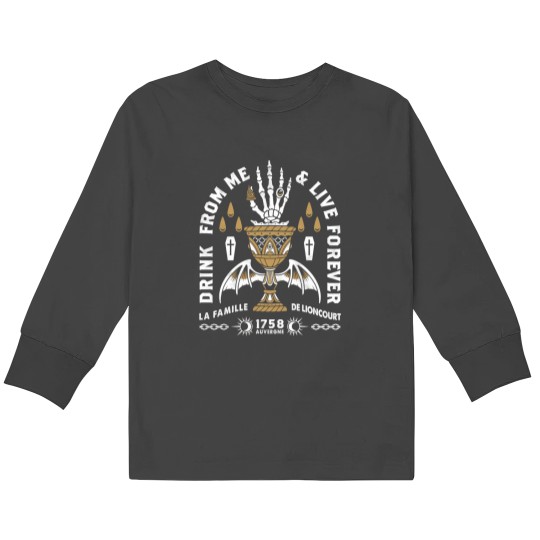 Discover Drink From Me - Lestat Vampire - Gothic Quote cat Kids Long Sleeve T-Shirts