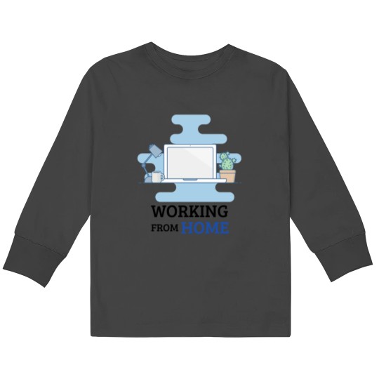 Discover Working From Home Sticker Kids Long Sleeve T-Shirts