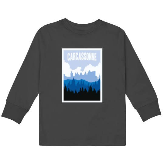 Discover Carcassonne Board Game- Minimalist Travel Style - Gaming Art Kids Long Sleeve T-Shirts