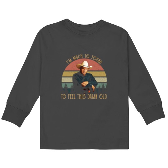 Discover Vintage Garth Tees Brooks-I'm Much To Young To Feel This-Damn-Old Kids Long Sleeve T-Shirts