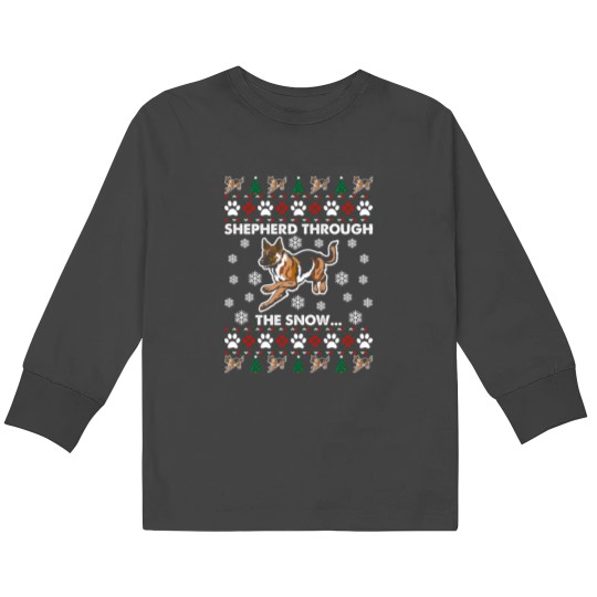 Discover Merry German Shepherd Dog Ugly Christmas Sweater Funny Tshirt Kids Long Sleeve T-Shirts