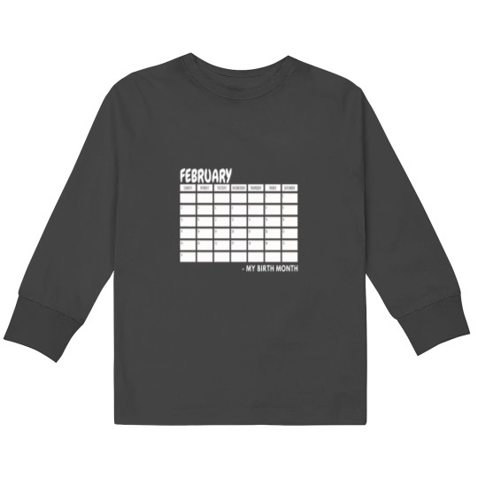 Discover Birth Month - February Black Kids Long Sleeve T-Shirts