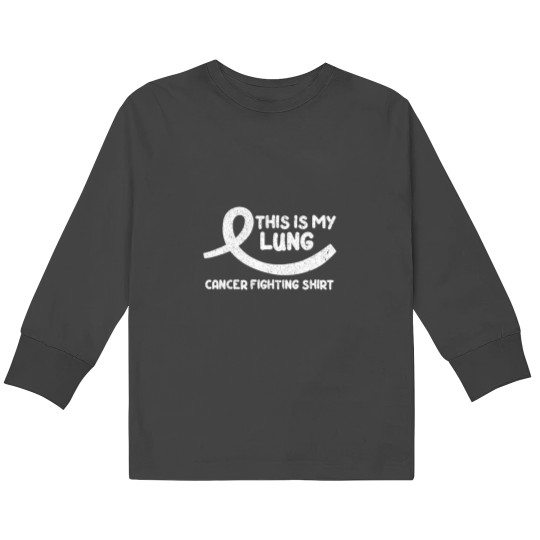 Discover Cancer Fighter White Ribbon Warrior Lung Cancer Awareness Kids Long Sleeve T-Shirts
