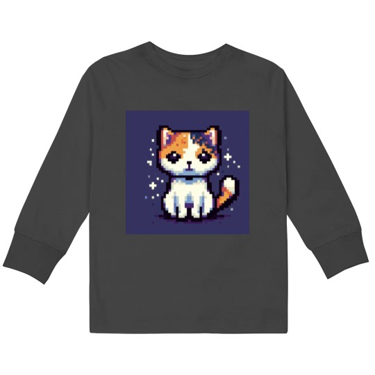 Discover Pixel Calico Cat Kids Long Sleeve T-Shirts