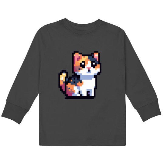 Discover Pixel Calico Cat Kids Long Sleeve T-Shirts