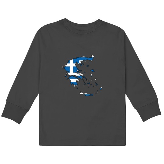Discover Greece Map With Greek Flag Sticker Kids Long Sleeve T-Shirts