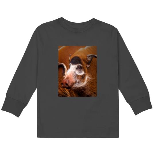 Discover Zoology - Red River Hog Kids Long Sleeve T-Shirts